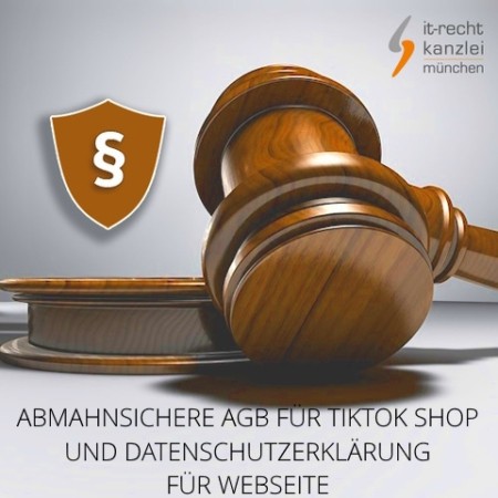 Abmahnsichere AGB für TikTok Shop und Datenschutzerklärung für Webseite vom Anwalt inklusive Update-Service
